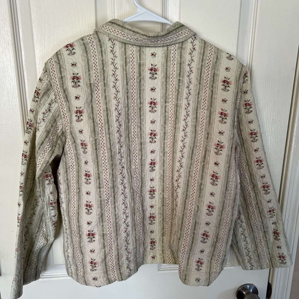 Coldwater Creek Floral Stripe Button Front Jacket Blazer Size PL Petite Large - Picture 8 of 9